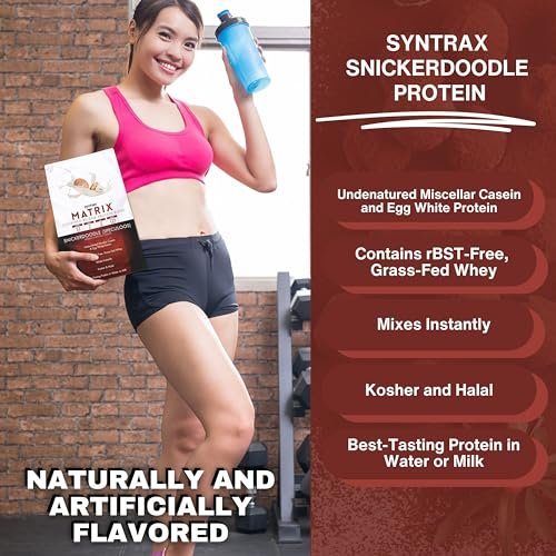 Syntrax Matrix Protein Powder Sustained-Release Casein Protein and Whey Protein Powder - Instant Mix Snickerdoodle Protein Powder Flavor, 2lbs - Pack of 1 with Keychain