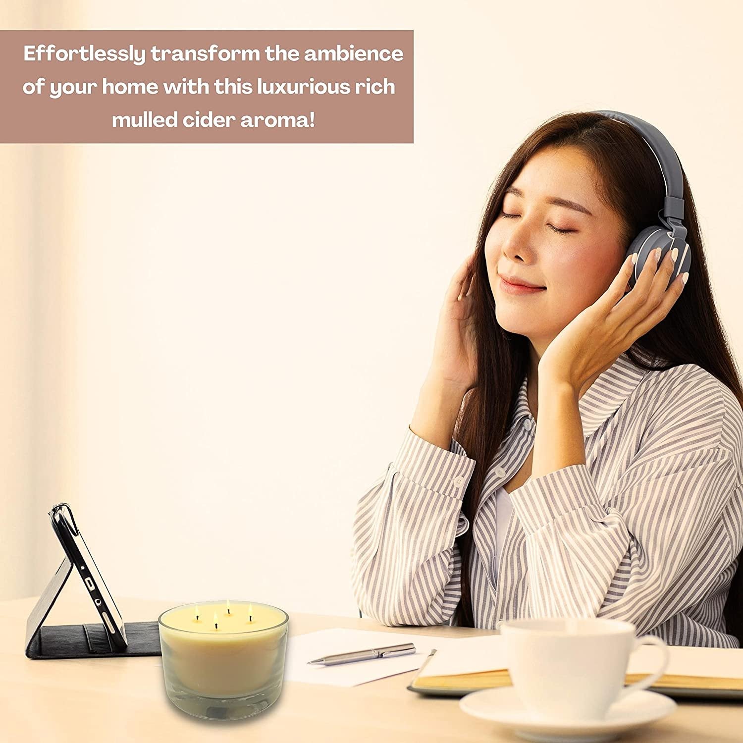 Tyler Candle Company 40 oz Mulled Cider Scented Candle | 4 Wick Large Candle | 220 Hr Burn | Decorative Candles | Home Decor Gift for Women & Men w Worldwide Nutrition Multi Purpose Key Chain