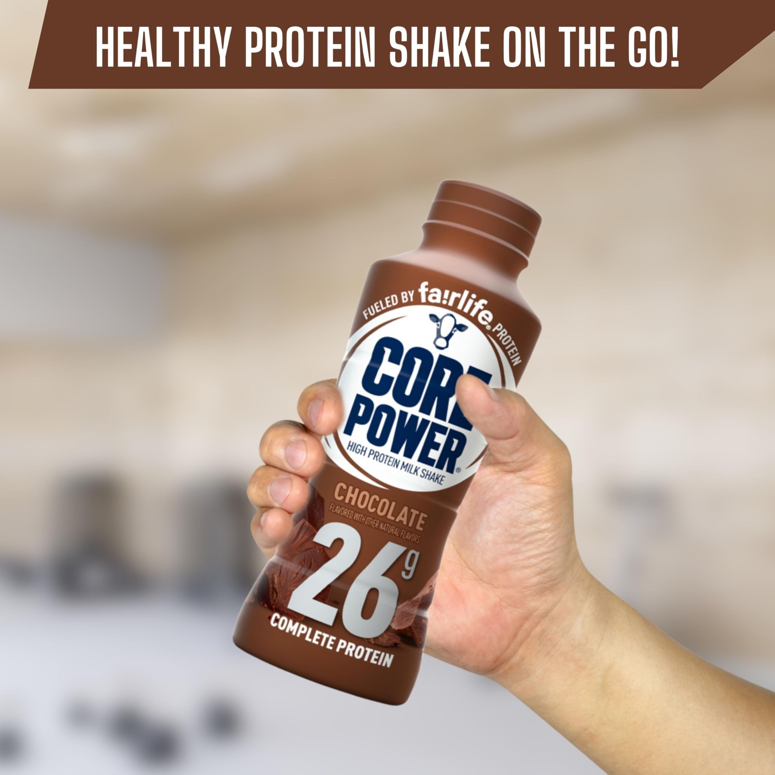 Fairlife Core Power 26g Complete Protein Chocolate Milk Shake Drink for Workout Recovery - Kosher - 14 oz (12 Pack) with Keychain