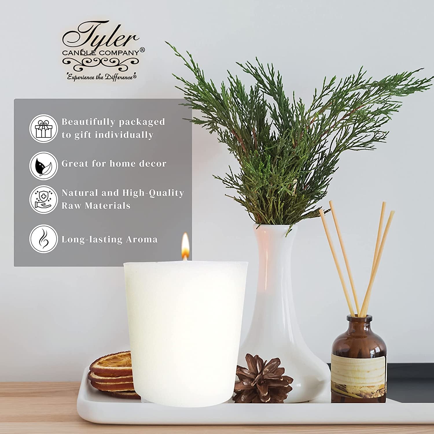 Tyler Candle Company Diva Votive Candles - Luxury Scented Candle with Essential Oils - 4 Pack of 2 oz Small Candles with 15 Hour Burn Time Each - Bonus Worldwide Nutrition Multi Purpose Key Chain