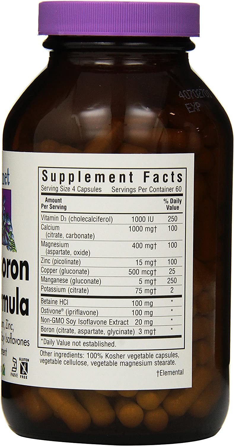 BlueBonnet Super Boron Bone Formula Vegetarian Capsules, 240 Count, White