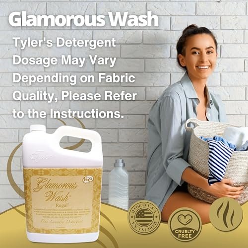 Tyler Candle Company Glamorous Wash Regal Scent Fine Laundry Liquid Detergent - Hand and Machine-Washable - 3.78L (1Gallon) - Pack of 1 with Multi-Purpose Keychain