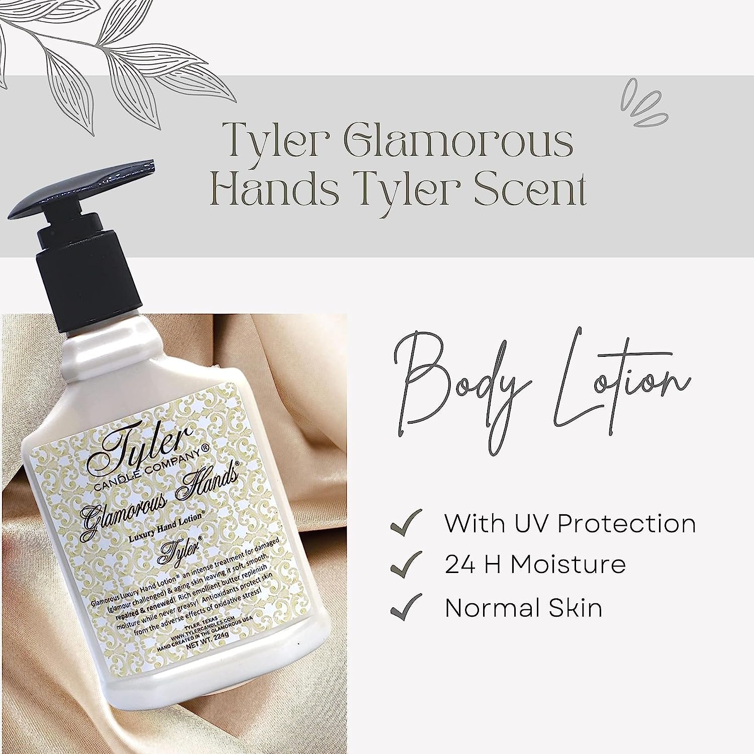 Tyler Candle Company Tyler Scented Glamorous Hand Wash and Hand Lotion Gift Set - Pack of 2 8 Oz Tyler Scented Hand Cream Pump Bottles for Skin Care w/Bonus worldwidenutrition Multi-Purpose Key Chain