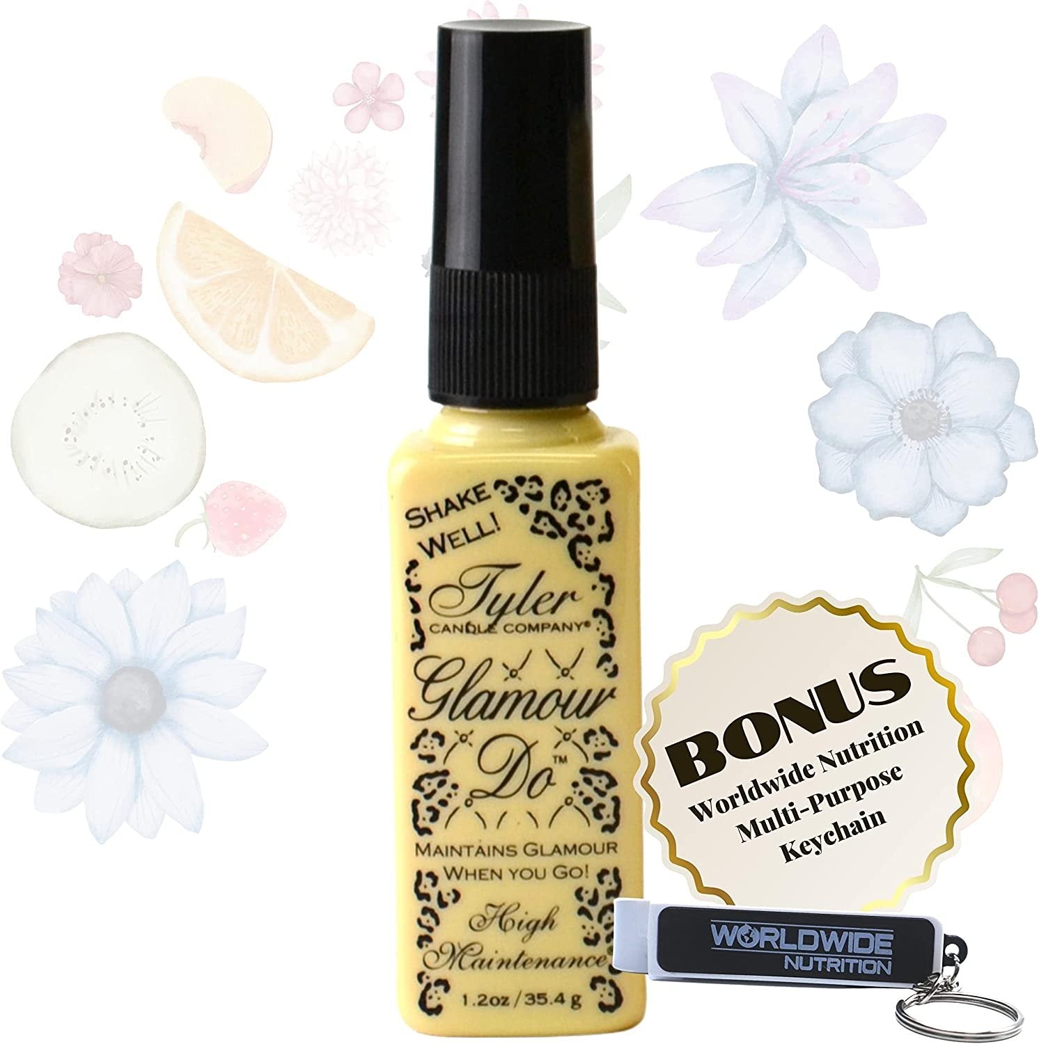 Tyler High Maintenance Glamour Do Air Freshener Spray - Odor Eliminator Toilet Spray for Poop and Bathroom Odors - Odor Eliminator for Strong Odor - 1.2 oz Bathroom Spray Bottle with Bonus Key Chain