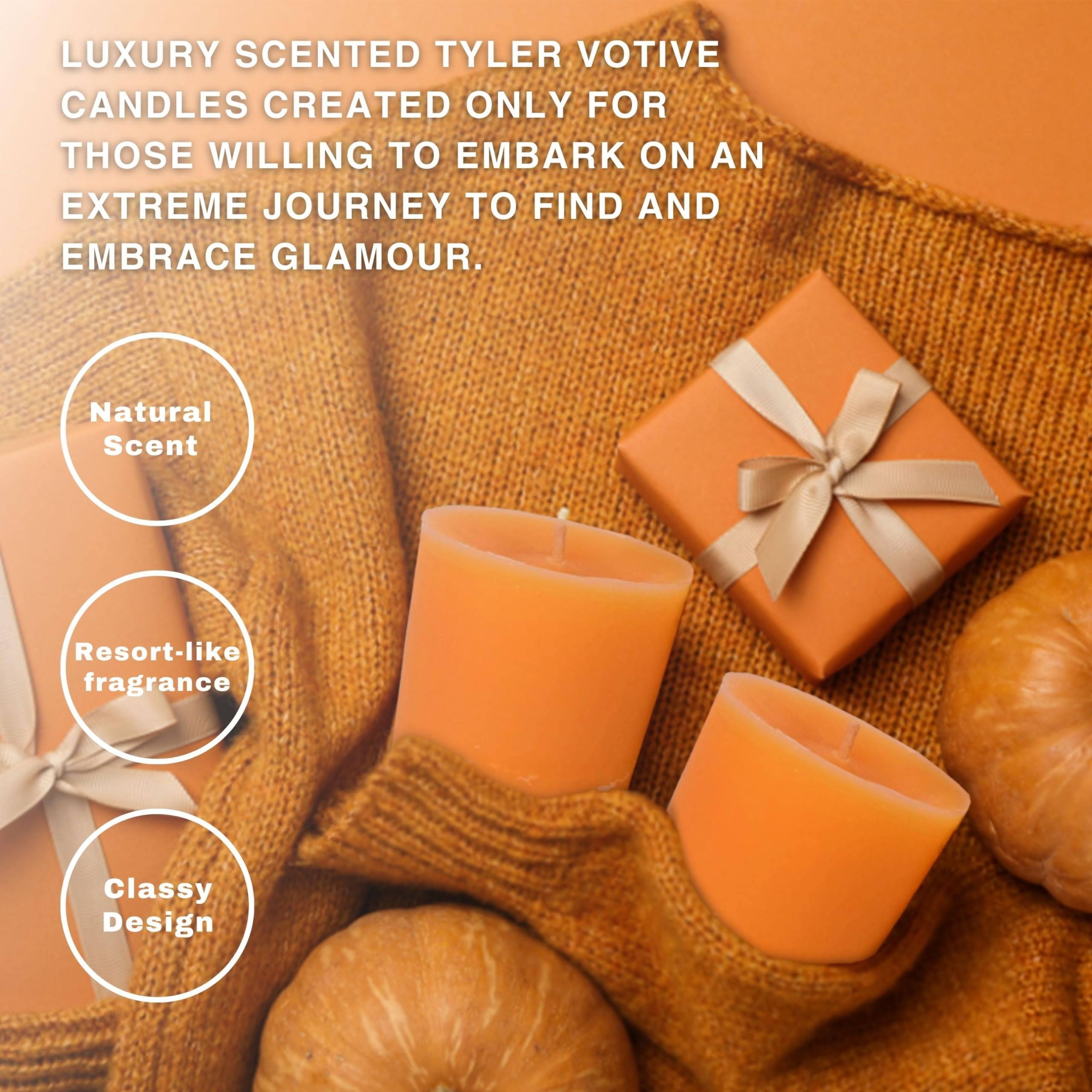 Tyler Candle Company - Tyler Home Fragrance Votive Pumpkin Spice Candle 2Lb Glass Jar 4Ct - Fall Candle Scents, Halloween Candles and Multi-Purpose Key Chain