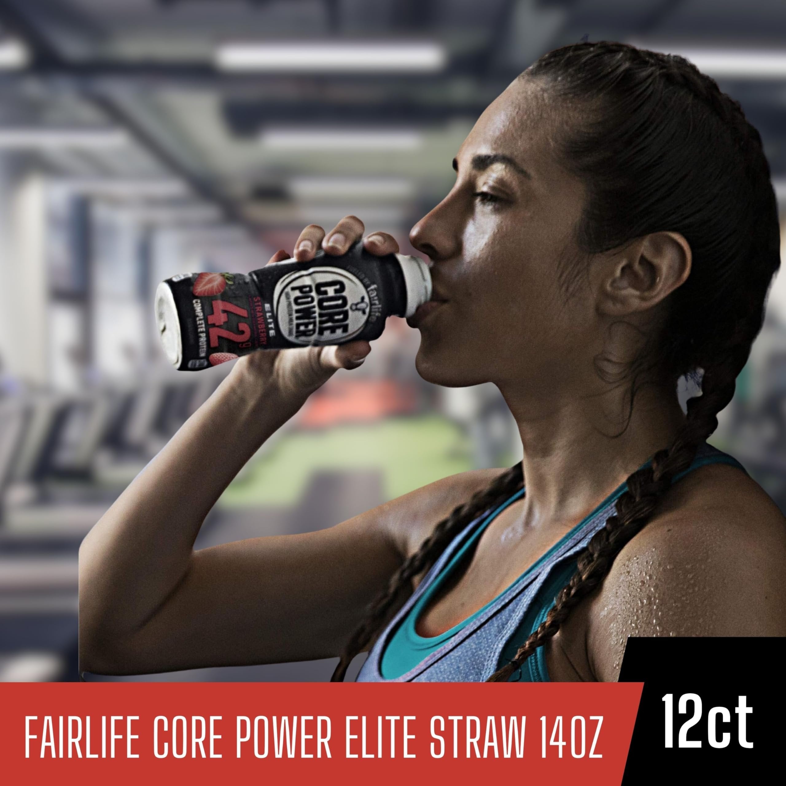 Fairlife Core Power 42g Complete Protein Elite Strawberry Milk Shake for Workout Recovery - Kosher - 14 oz (12 Pack) with Keychain