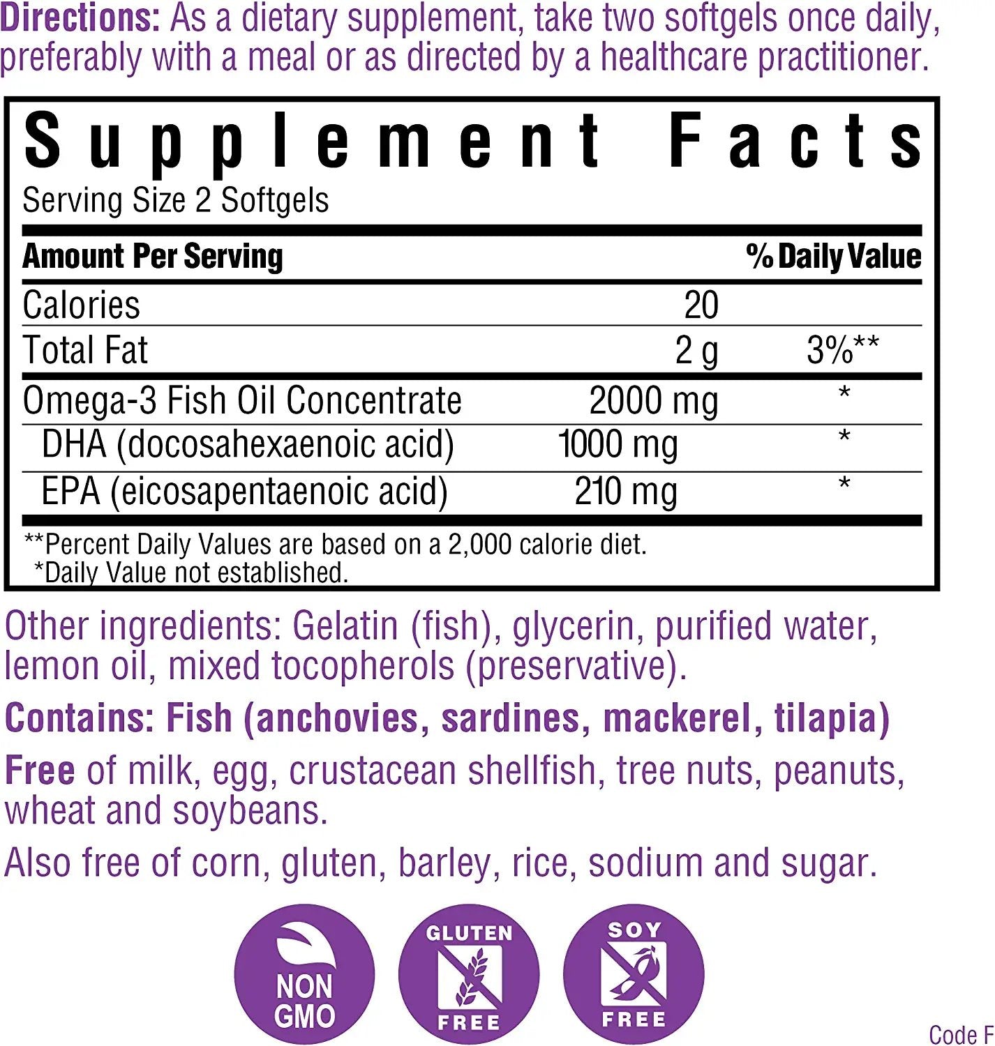 Bluebonnet Nutrition Omega-3 Brain Formula Natural Wild Caught Triglyceride Form DHA 1000 mg EPA 210 mg - Highly Concentrated Cognitive Health & Wellness Support Supplement - Gluten-Free - 120 Softgels - Pack of 1