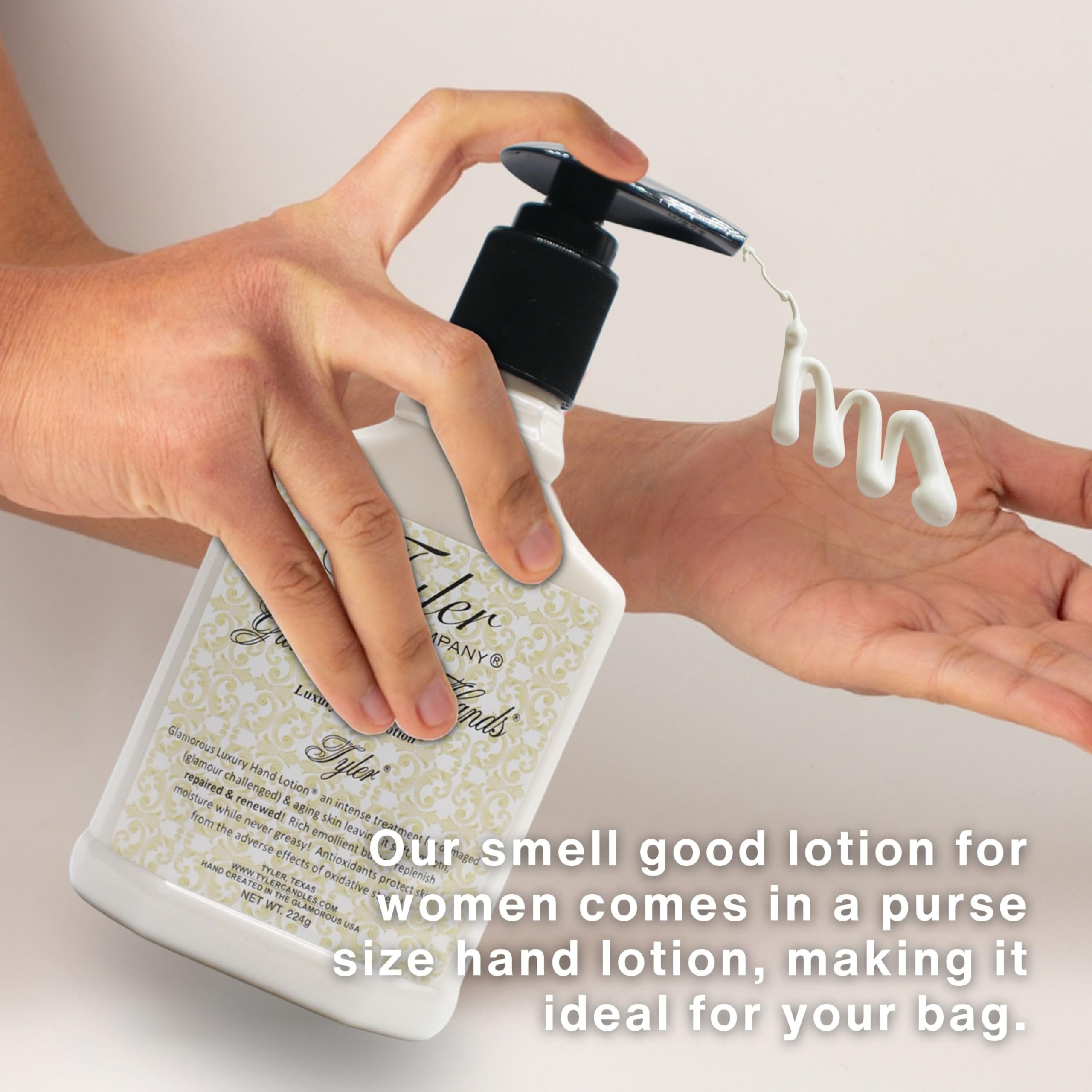 Tyler Hand Lotion - Tyler Scented and Small Hand Cream For Dry Hands with Moisture-Boosting Skin - 8 Oz Travel Size Luxury Hand Lotion and Multi-Purpose Key Chain