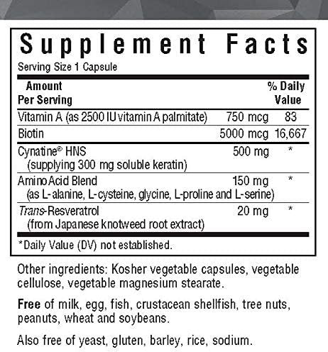 Bluebonnet Nutrition Beautiful Ally Keratin Care, Beauty Nutrient, Best for Hair, Strengthen and Revitalize Hair*, Non GMO, Gluten Free, Soy Free, Milk Free, 30 Vegetable Capsules, 30 Servings