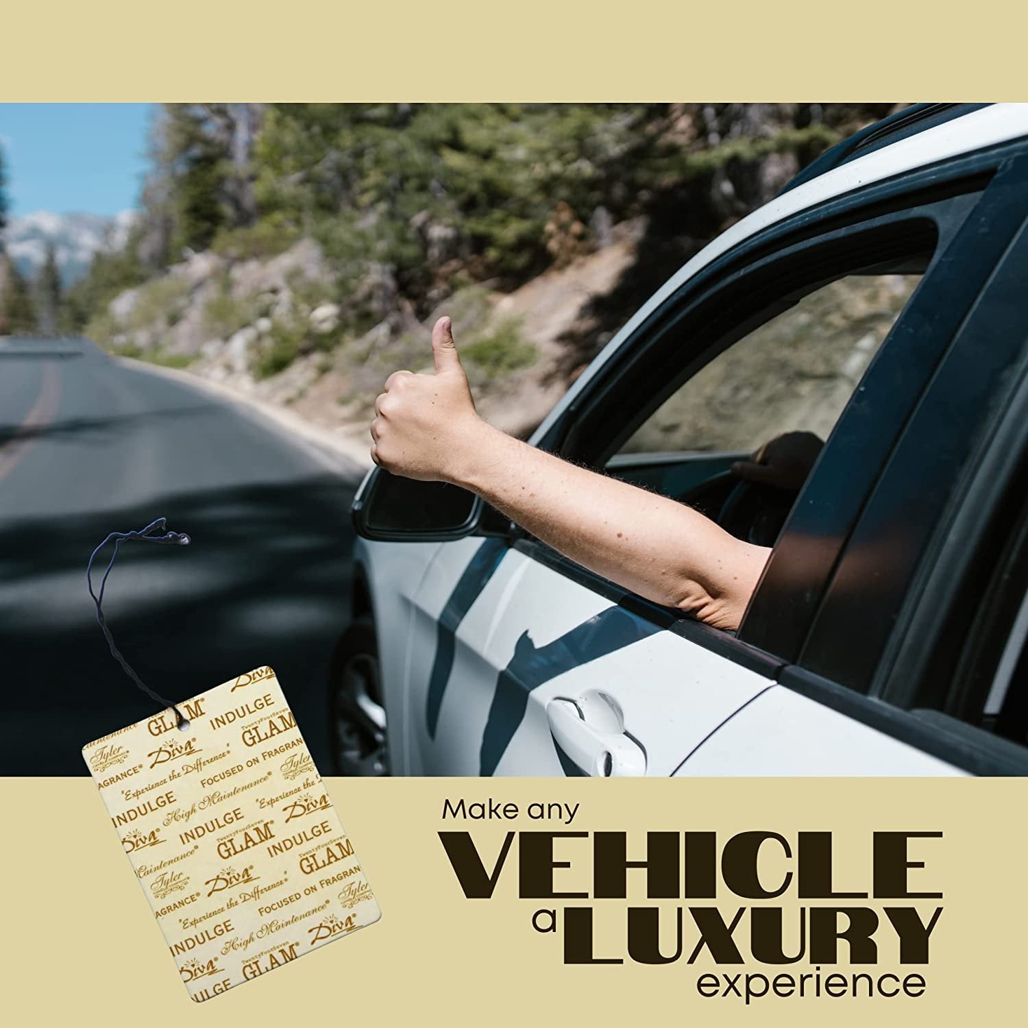 Tyler Candle Company AutoGlam Icon Scented Car Air Fresheners - Luxurious Sandalwood Scented Hanging Air Freshener for Fresh Car Scent and Car Decor - Pack of 6