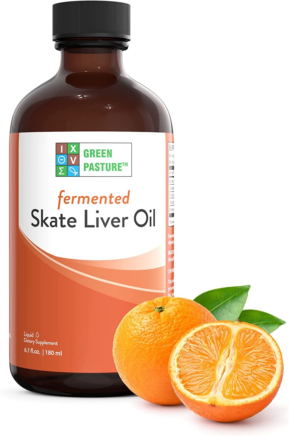 Green Pasture Fermented Skate Liver Oil - Orange - 6.1 FL Oz