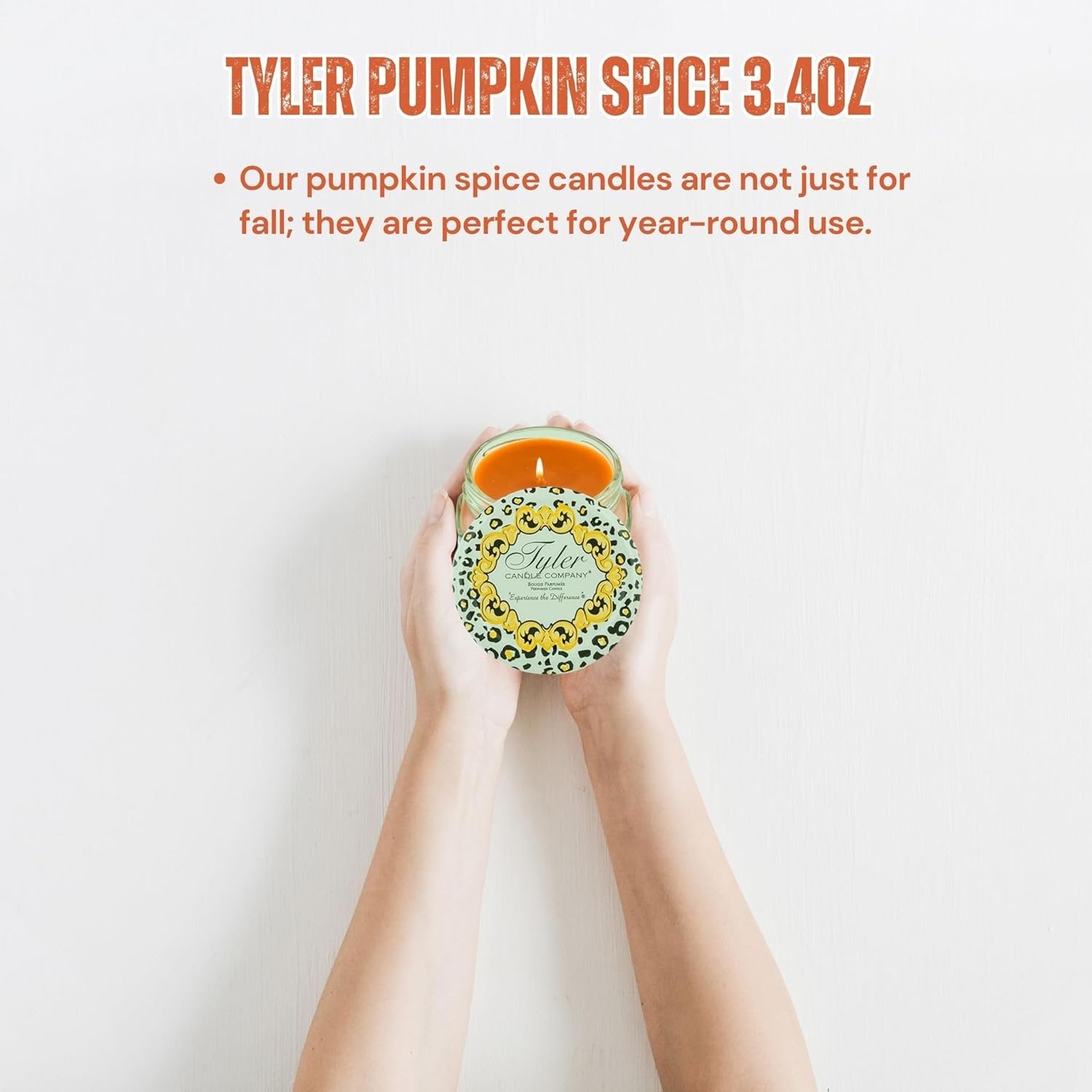 Tyler Candle Company Pumpkin Spice Scented Candle in a Glass Jar, 3.4 oz - Pack of 1 with Keychain