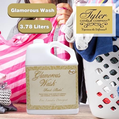 Tyler Candle Company Glamorous Wash French Market Fine Laundry Liquid Detergent - Hand and Machine-Washable - 3.78L (1Gal) - Pack of 1 with Multi-Purpose Key Chain