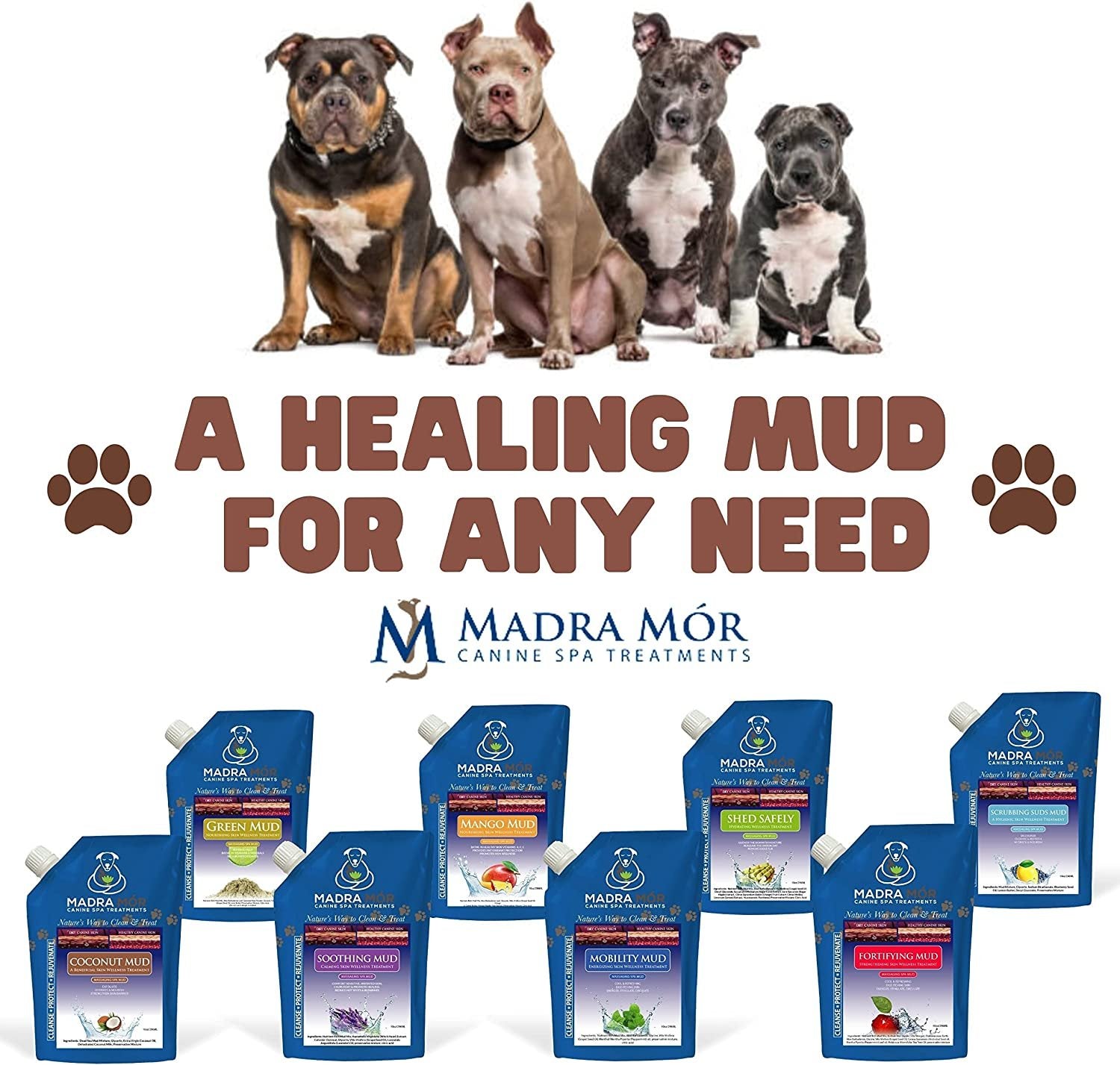 Madra Mor Massaging SPA Mud - Luxurious Dog Skin Wellness Treatment - Cleanse - Protect - Rejuvenate - Coconut Mud - 1 Pack (10oz) - with Multi-Purpose Key Chain