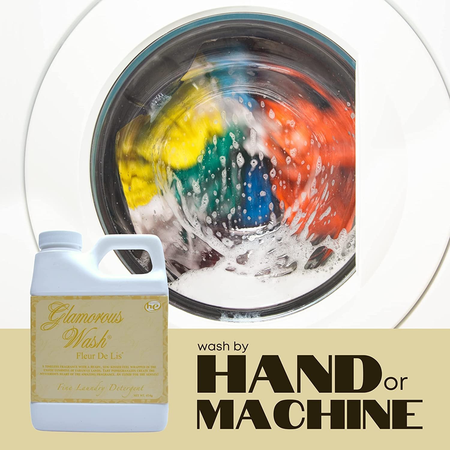 Tyler Candle Company Glamorous Wash Fleur De Lis Fine Laundry Detergent - Liquid Detergent Designed for Clothing - Hand and Machine Washable - 16 Fl Oz / 454 Gram Container