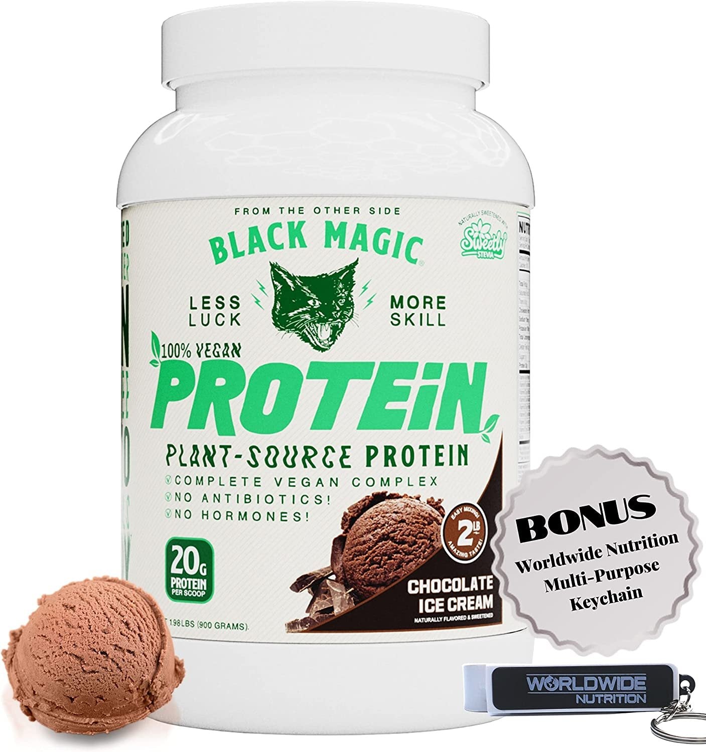 Black Magic Multi-Source Protein - Whey, Egg, and Casein Complex with Enzymes & MCT Powder - Pre Workout and Post Workout - Honey Grahms Protein Powder - 24g Protein - 2 LB with Bonus Key Chain
