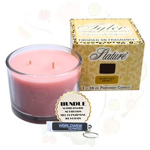 Tyler Candle Company Bless Your Heart Stature Candle - Home Fragrance Scented Candle - 16 Oz, 2 Wick Candle Stature Model Home Decor and Multi-Purpose Key Chain