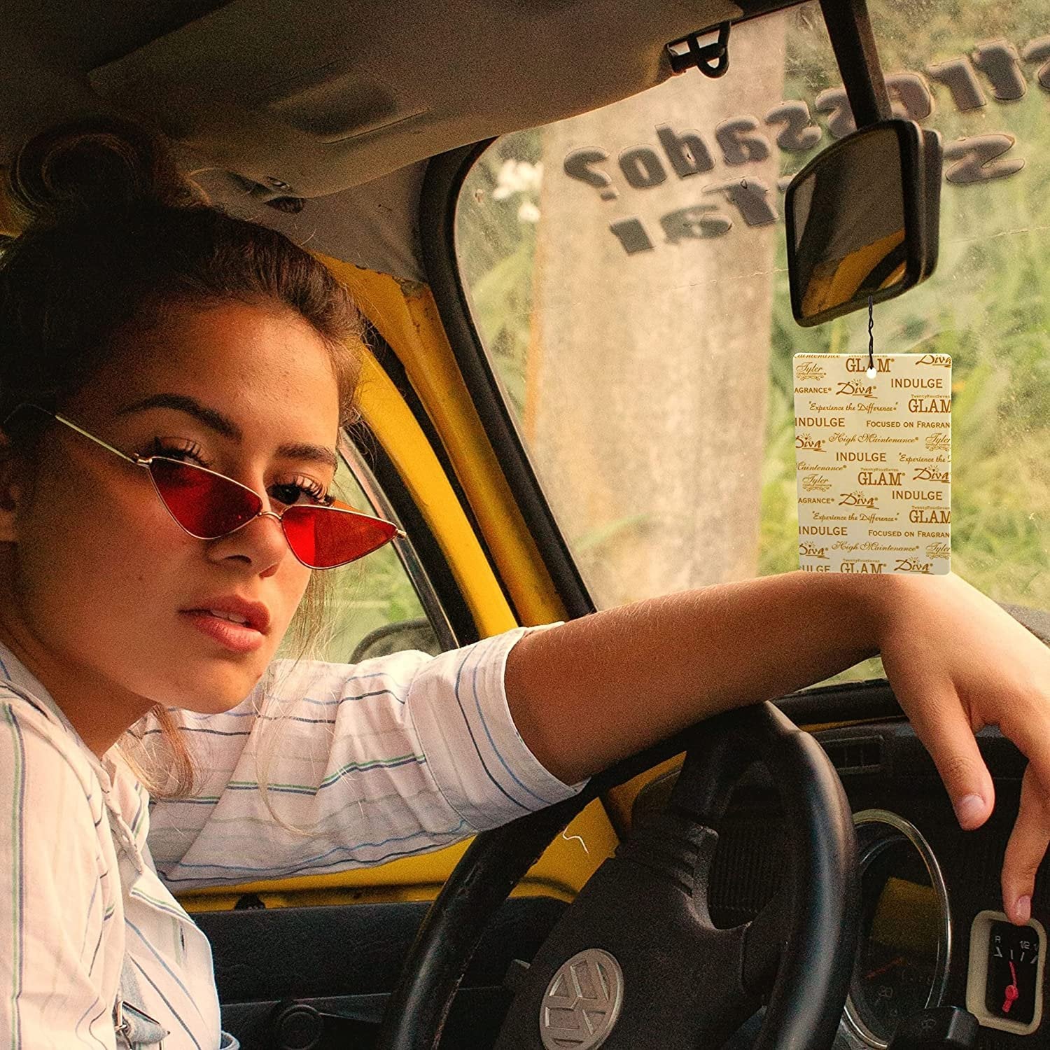 Tyler Candle Company AutoGlam Icon Scented Car Air Fresheners - Luxurious Sandalwood Scented Hanging Sandalwood Air Freshener for Fresh Car Scent and Car Decor - Pack of 3