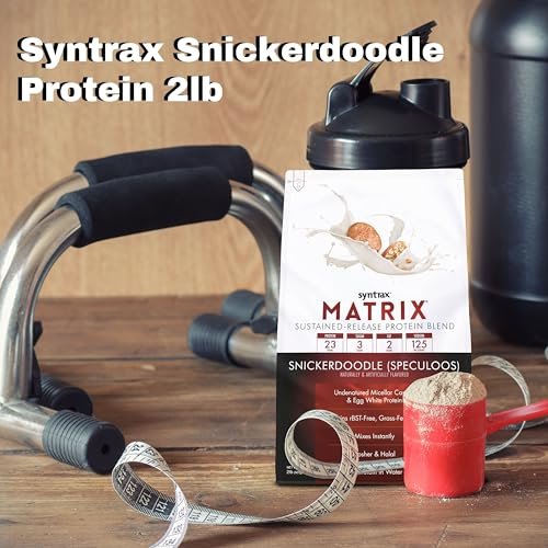 Syntrax Matrix Protein Powder Sustained-Release Casein Protein and Whey Protein Powder - Instant Mix Snickerdoodle Protein Powder Flavor, 2lbs - Pack of 1 with Keychain