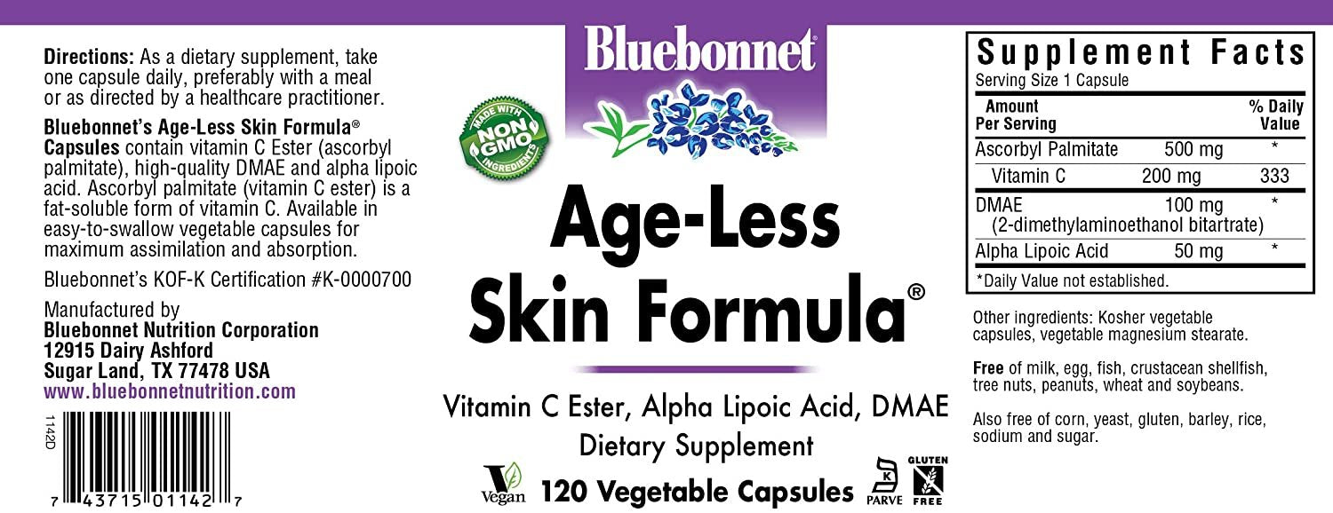 BlueBonnet Age-Less Skin Formula Capsules, 120 Count, White