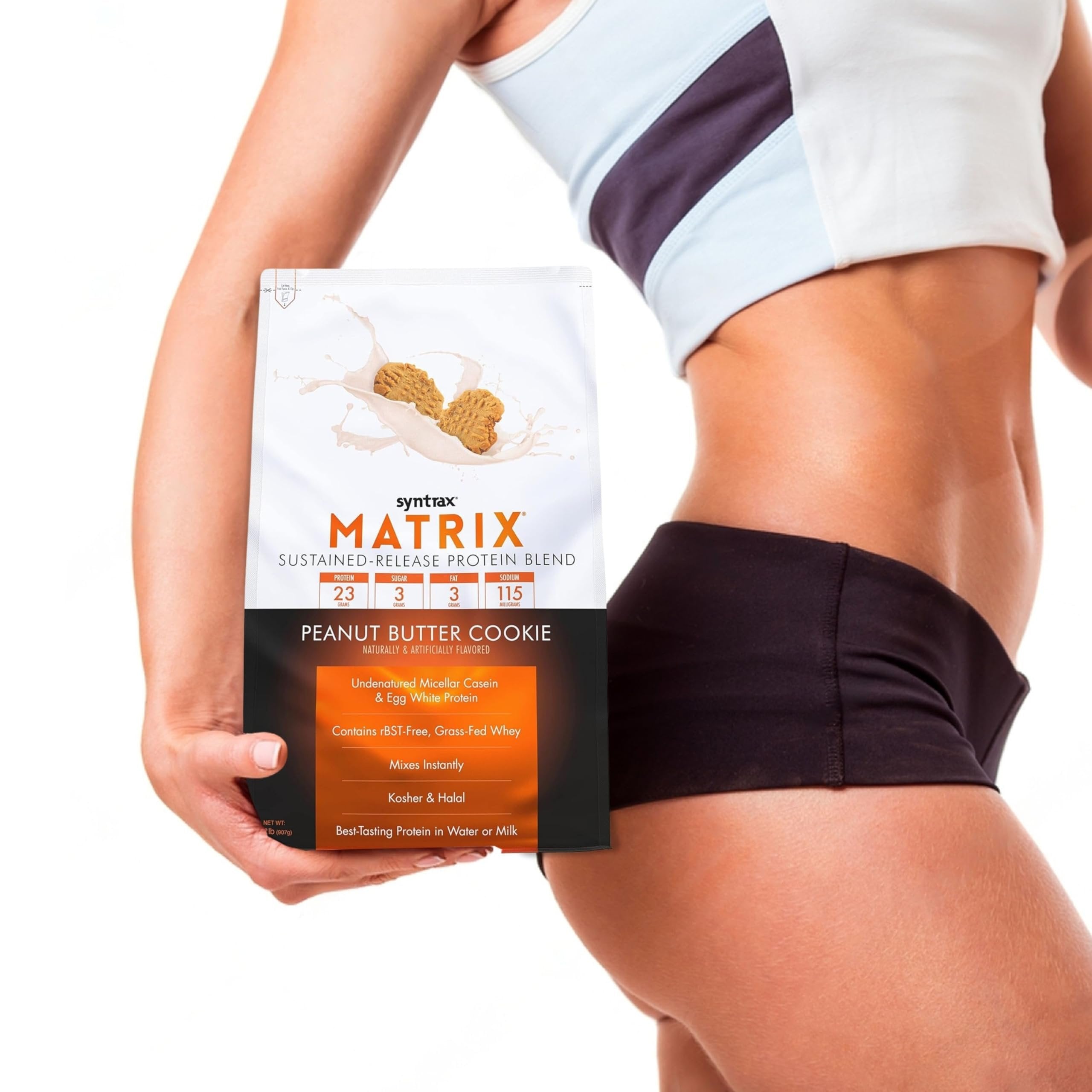 Syntrax Matrix 2.0 Sustained-Release Protein Blend, 2lbs - Peanut Butter Cookie - Pack of 1 with Keychain