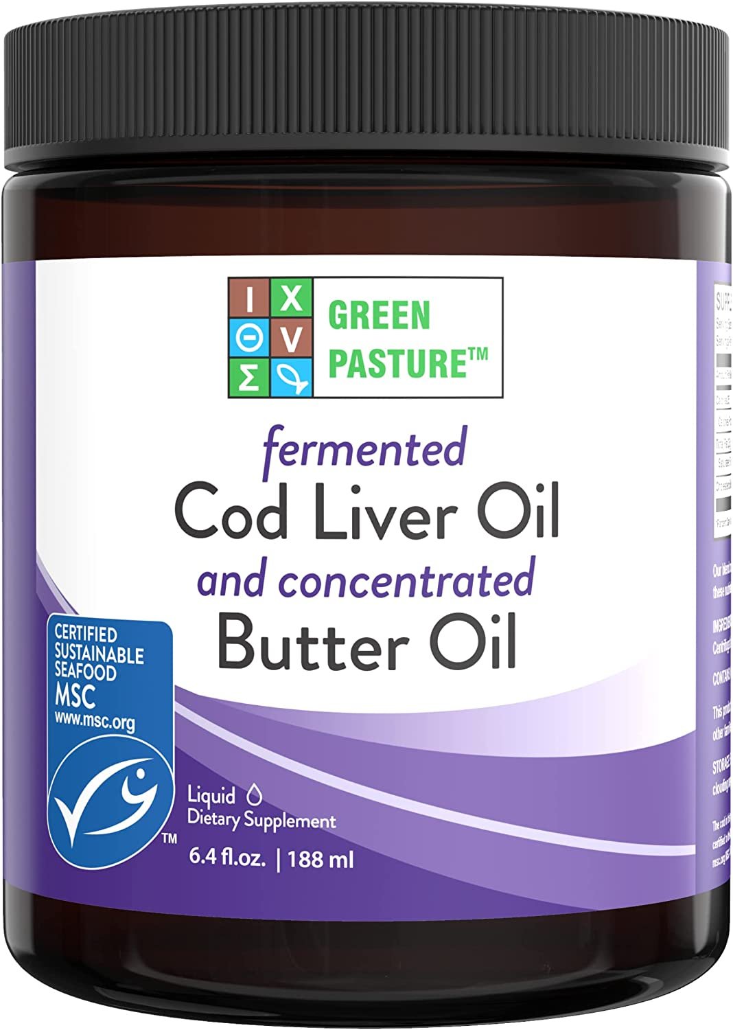 Green Pasture Butter Oil/Fermented Cod Liver Oil Blended Gel - Non Flavored, 6.4 oz.