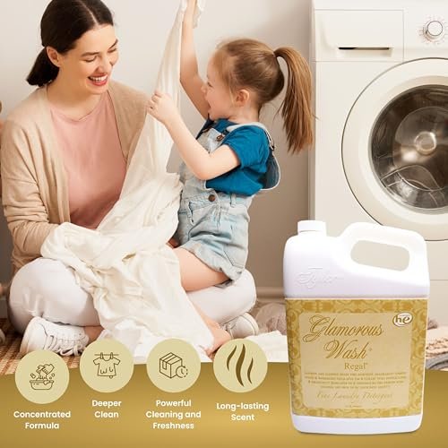 Tyler Candle Company Glamorous Wash Regal Scent Fine Laundry Liquid Detergent - Hand and Machine-Washable - 3.78L (1Gallon) - Pack of 1 with Multi-Purpose Keychain