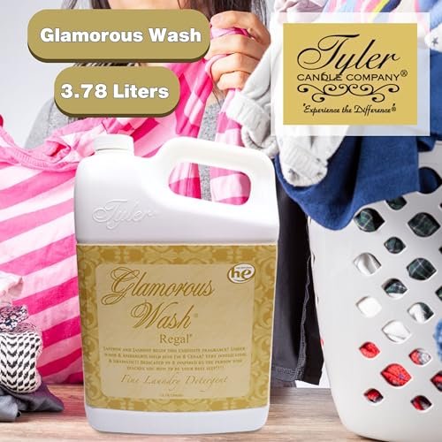 Tyler Candle Company Glamorous Wash Regal Scent Fine Laundry Liquid Detergent - Hand and Machine-Washable - 3.78L (1Gallon) - Pack of 1 with Multi-Purpose Keychain