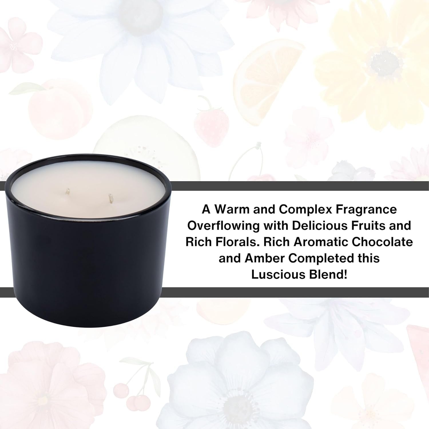 Tyler Candle Company Stature Diva Scented Candle - Glossy Black Jar - 16 oz - Burn Time up to 75hrs