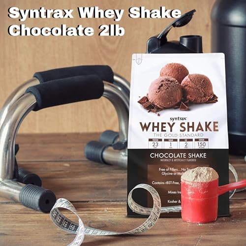 Syntrax Whey Shake The Gold Standard, 2lbs - Chocolate Shake - Muscle Support - Pack of 1 with Keychain