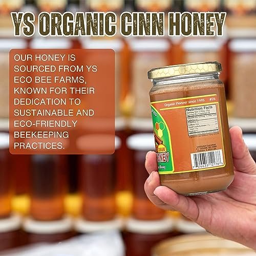 Y.S. Eco Bee Farms Raw Cinnamon Infused Honey - A Wholesome Blend of Unprocessed Sweetness and Natural Cinnamon Warmth, Sourced from YS Eco Bee Farms, in a Convenient 13 oz Jar