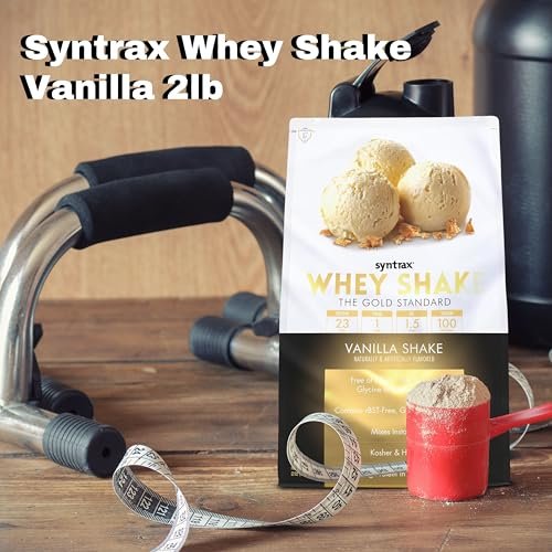 Syntrax Whey Shake Vanilla Shake - Native Grass-Fed Wholesome Denatured Whey Protein Concentrate with Glutamine Peptides, 2 lbs - Pack of 1 with Keychain