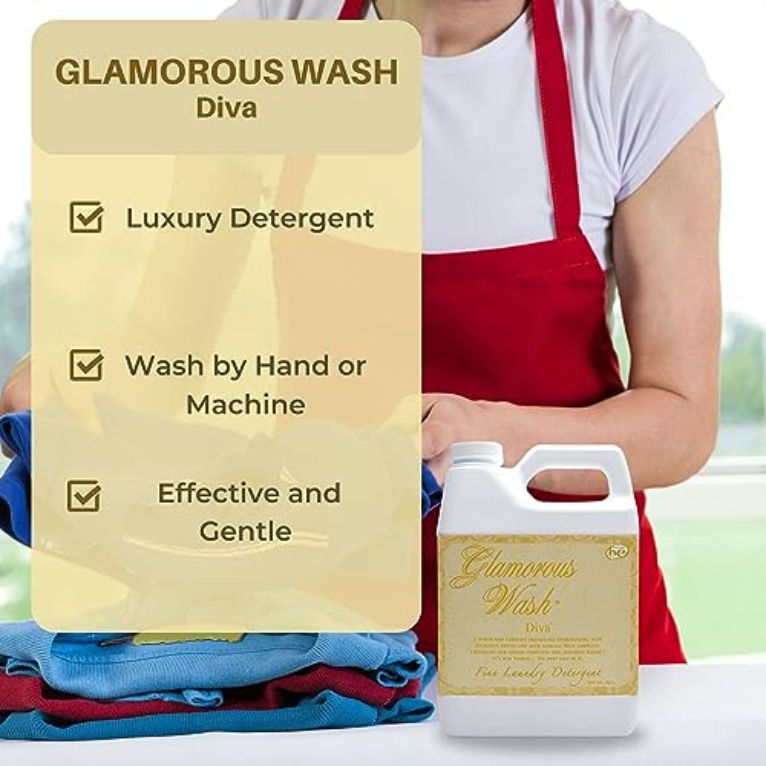 Tyler Candle Company Glamorous Wash Diva Fine Laundry Liquid Detergent - Hand and Machine Washable - 907g (32 fl oz) - Pack of 1 with Multi-Purpose Keychain
