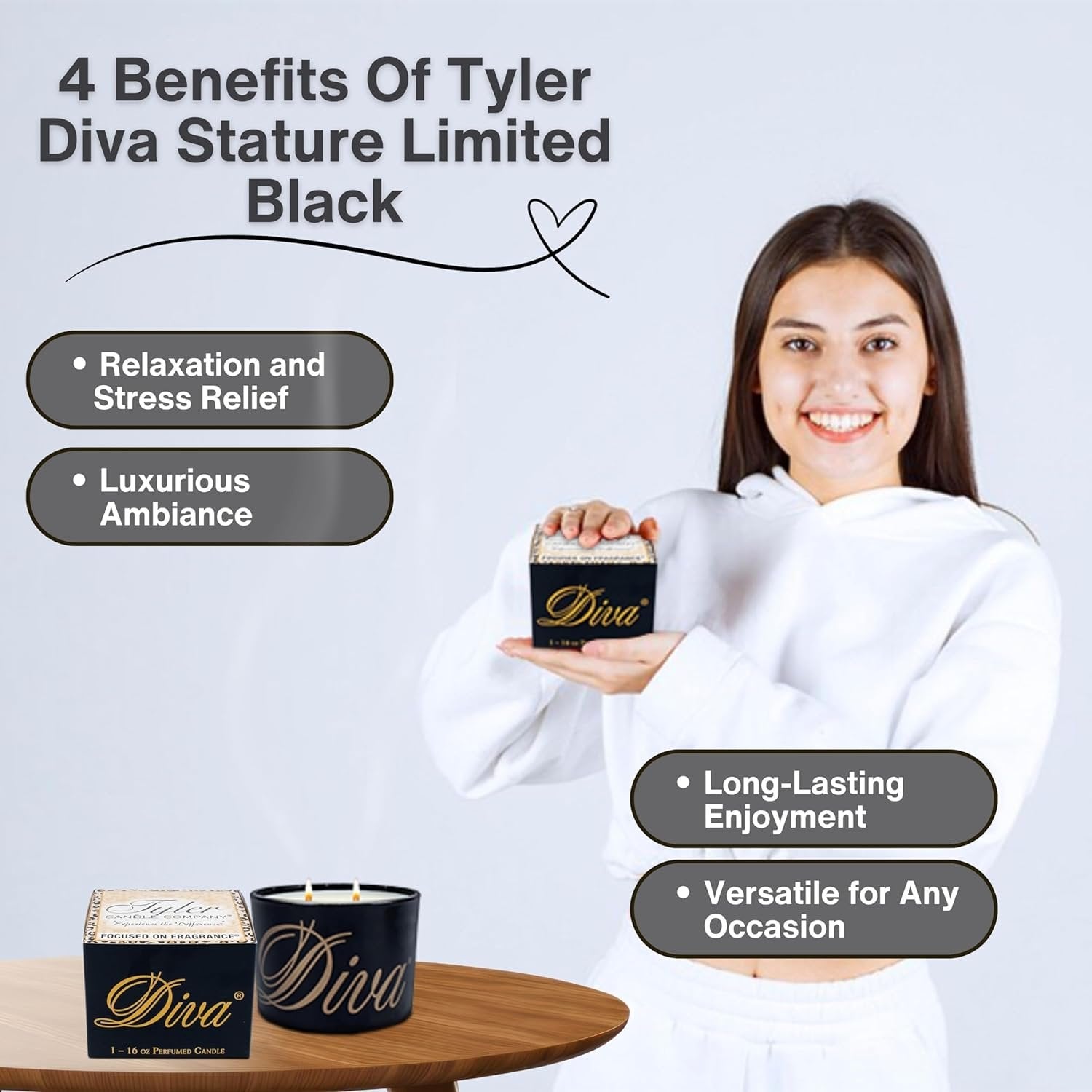 Tyler Candle Company Diva Scented Candle - Stature Mossy Black - Limited Edition - 16oz - Burn Time Up to 75 hrs