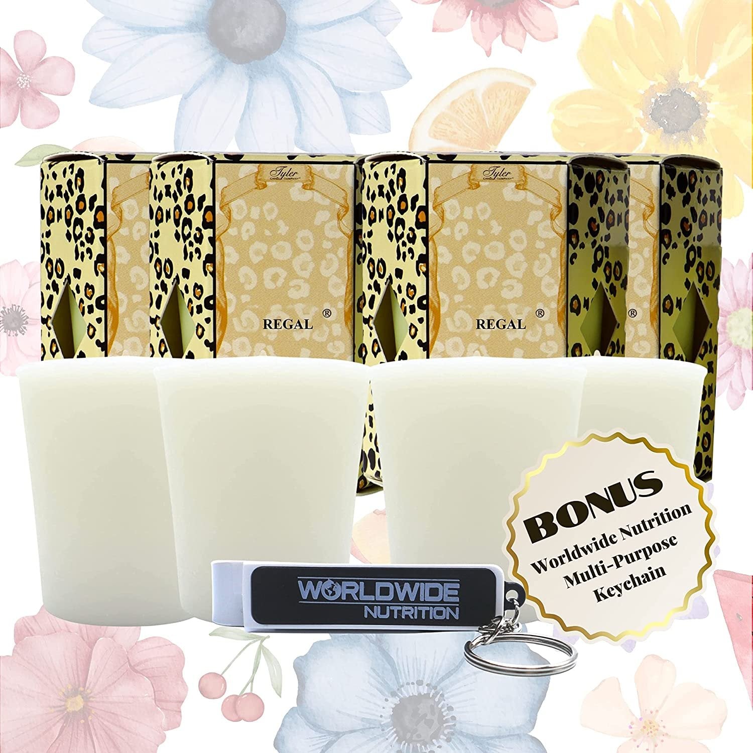 Tyler Candle Company Regal Votive Candles - Luxury Scented Candle with Essential Oils - 16 Pack of 2 oz Small Candles with 15 Hour Burn Time Each - with Bonus Key Chain