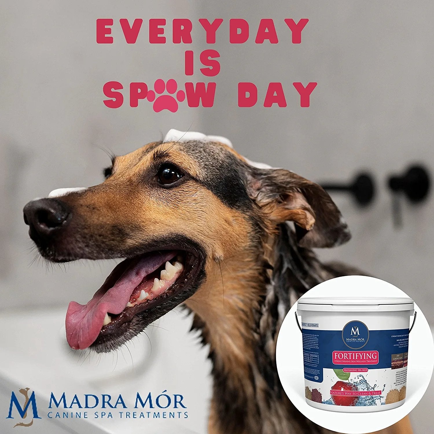 Madra Mor Massaging SPA Mud - Luxurious Dog Skin Wellness Treatment - Cleanse - Protect - Rejuvenate - Fortifying  - 1 Pail (7.5lb) - with Multi-Purpose Key Chain