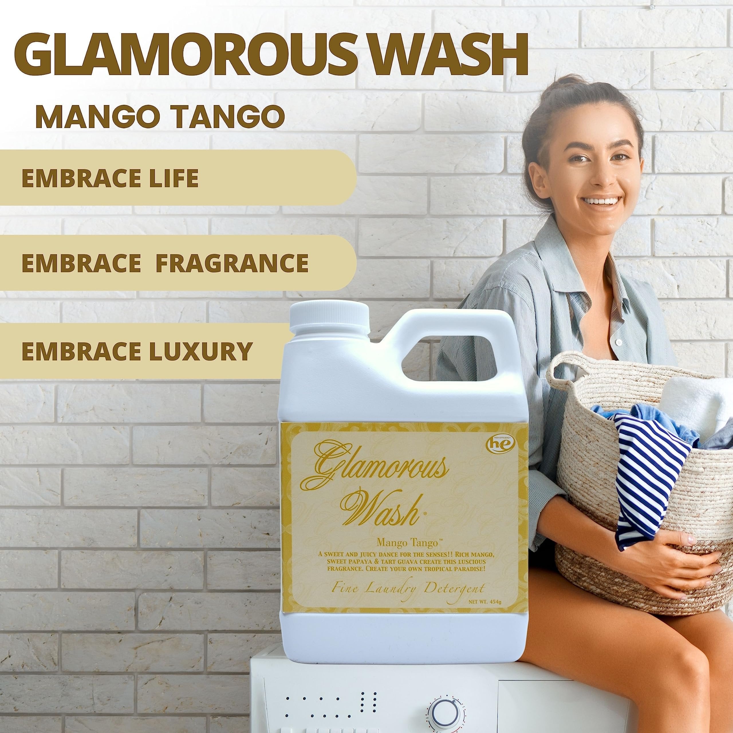 Tyler Candle Company Glamorous Wash Mango Tango Laundry Detergent - Luxury Liquid Laundry Detergent - Hand and Machine Washable - 3.78L (1Gal) with Bonus Worldwide Nutrition Multi Purpose Key Chain