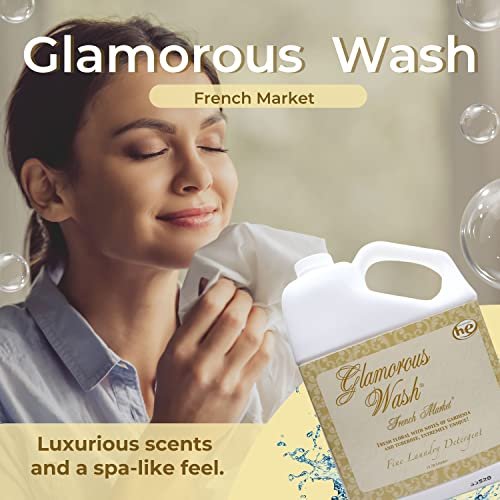 Tyler Candle Company Glamorous Wash French Market Scent Fine Laundry Liquid Detergent - Liquid Laundry Detergent for Clothing - Hand and Machine Washable - 3.78L (1Gal) Container with Bonus Key Chain