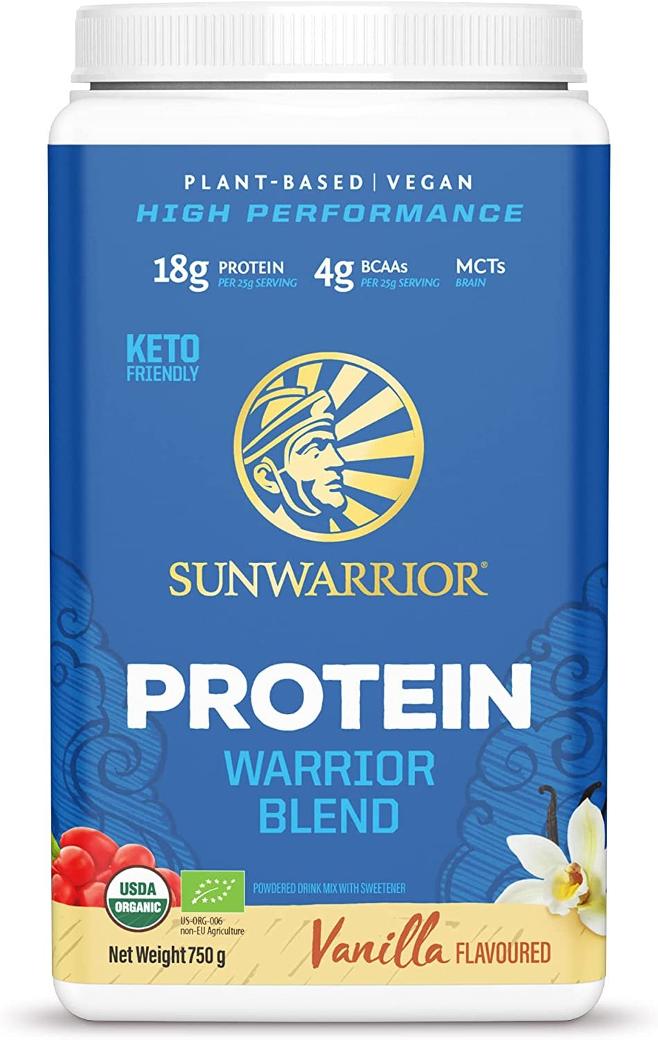 Sunwarrior Warrior Blend - Organic Vegan Plant Protein Powder with BCAAs and Pea Protein - Dairy free, Gluten Free, Soy Free, Non- GMO, Plant based protein powder, Sugar free and Keto Friendly