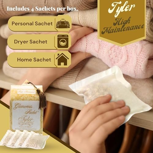 Tyler Candle Company High Maintenance Laundry 3 Pack - 2 Bottles of 16oz Glamorous Wash Laundry Detergent, 1 Pack of 4 Dryer Sheet Sachets & Multi-Purpose Key Chain