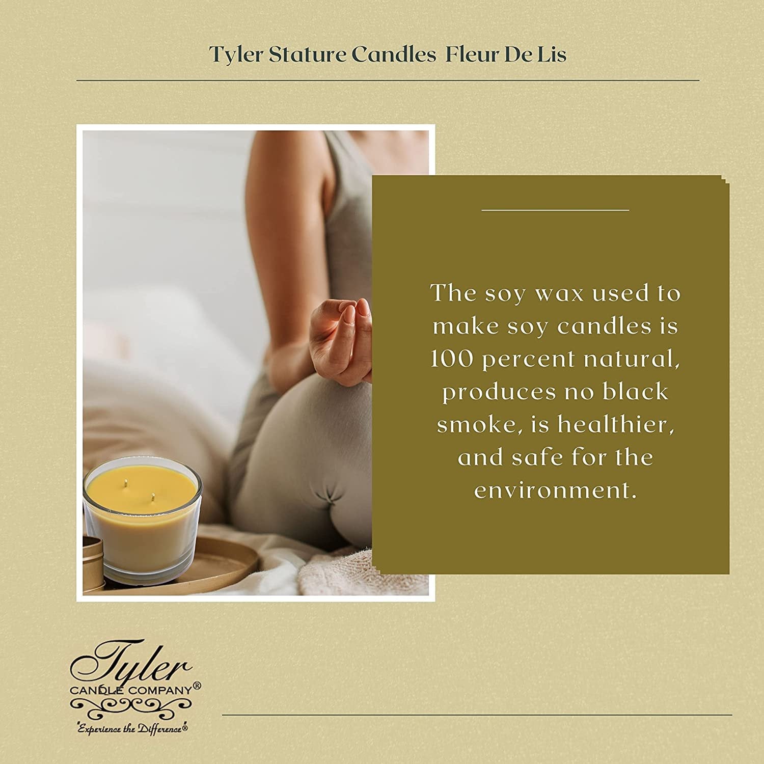 Tyler Candle Company Fleur De Lis Stature Candle - Luxury Home Fragrance Fleur De Lis Scented Candle - Stature Model Home Decor in Clear Glass Candle Holder - 16 Oz, 2 Wick Candle w Bonus Key Chain