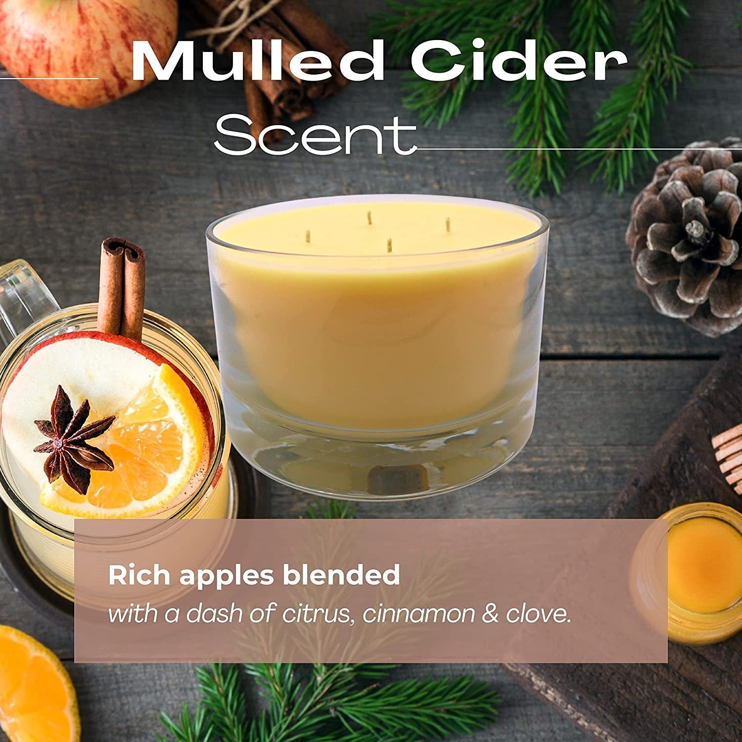Tyler Candle Company 40 oz Mulled Cider Scented Candle | 4 Wick Large Candle | 220 Hr Burn | Decorative Candles | Home Decor Gift for Women & Men w Worldwide Nutrition Multi Purpose Key Chain