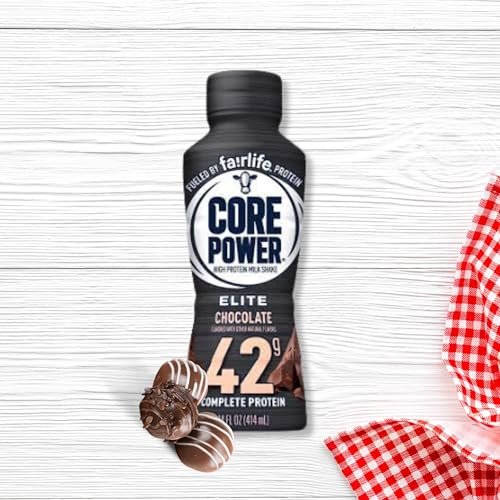 Fairlife Core Power 42g Complete Protein Elite Chocolate Milk Shake for Workout Recovery - Kosher - 14 oz (12 Pack) with Keychain