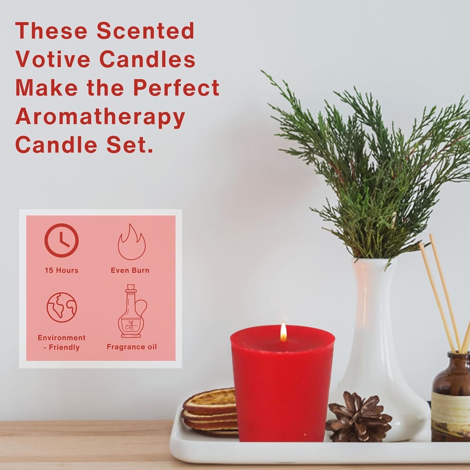 Tyler Candle Company Kathina Votive Wax Candles - 4 Counts of 2 oz Scented Candles - Burn Time Up to 15hrs - with Multi-Purpose Key Chain