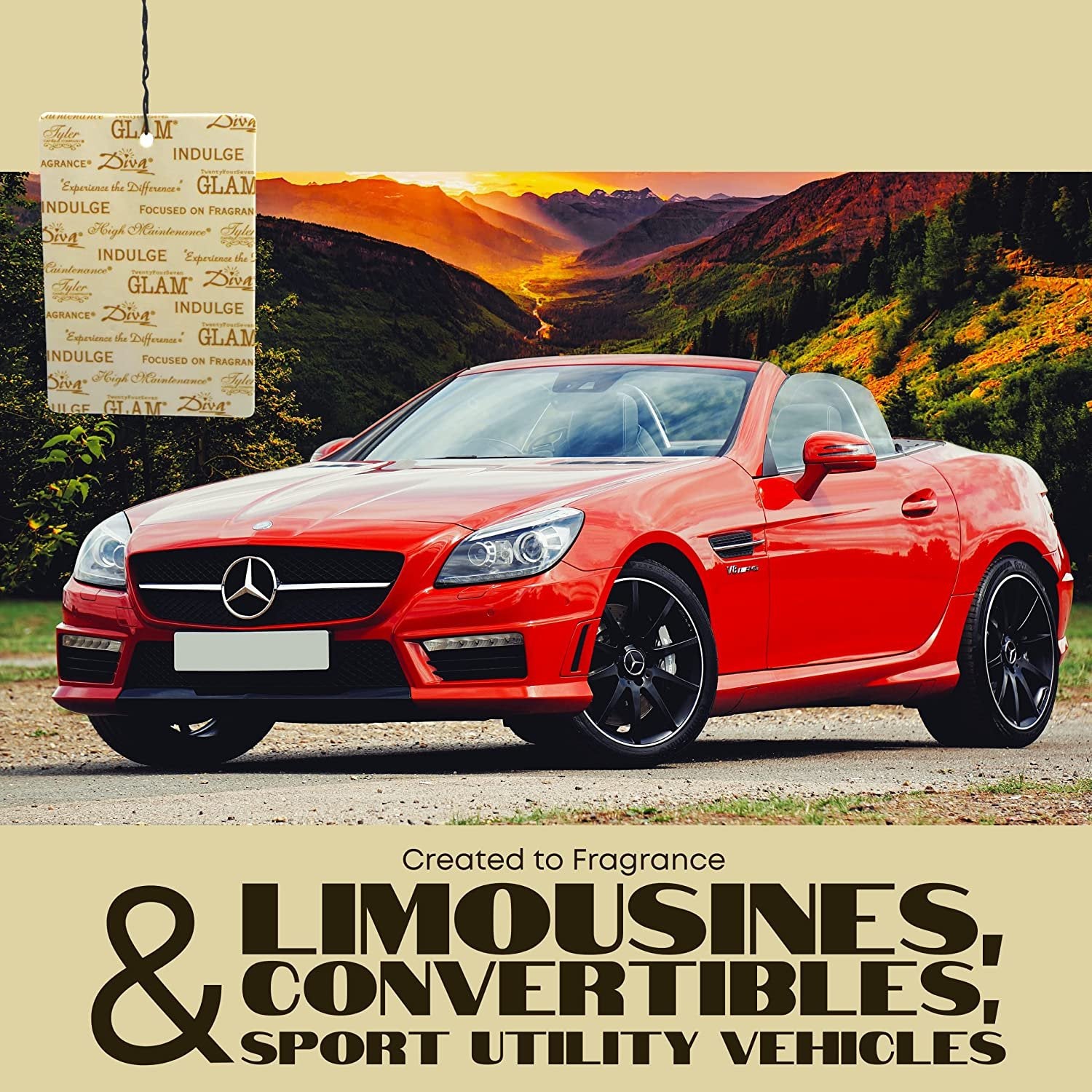 Tyler Candle Company AutoGlam Icon Scented Car Air Fresheners - Luxurious Sandalwood Scented Hanging Sandalwood Air Freshener for Fresh Car Scent and Car Decor - Pack of 3