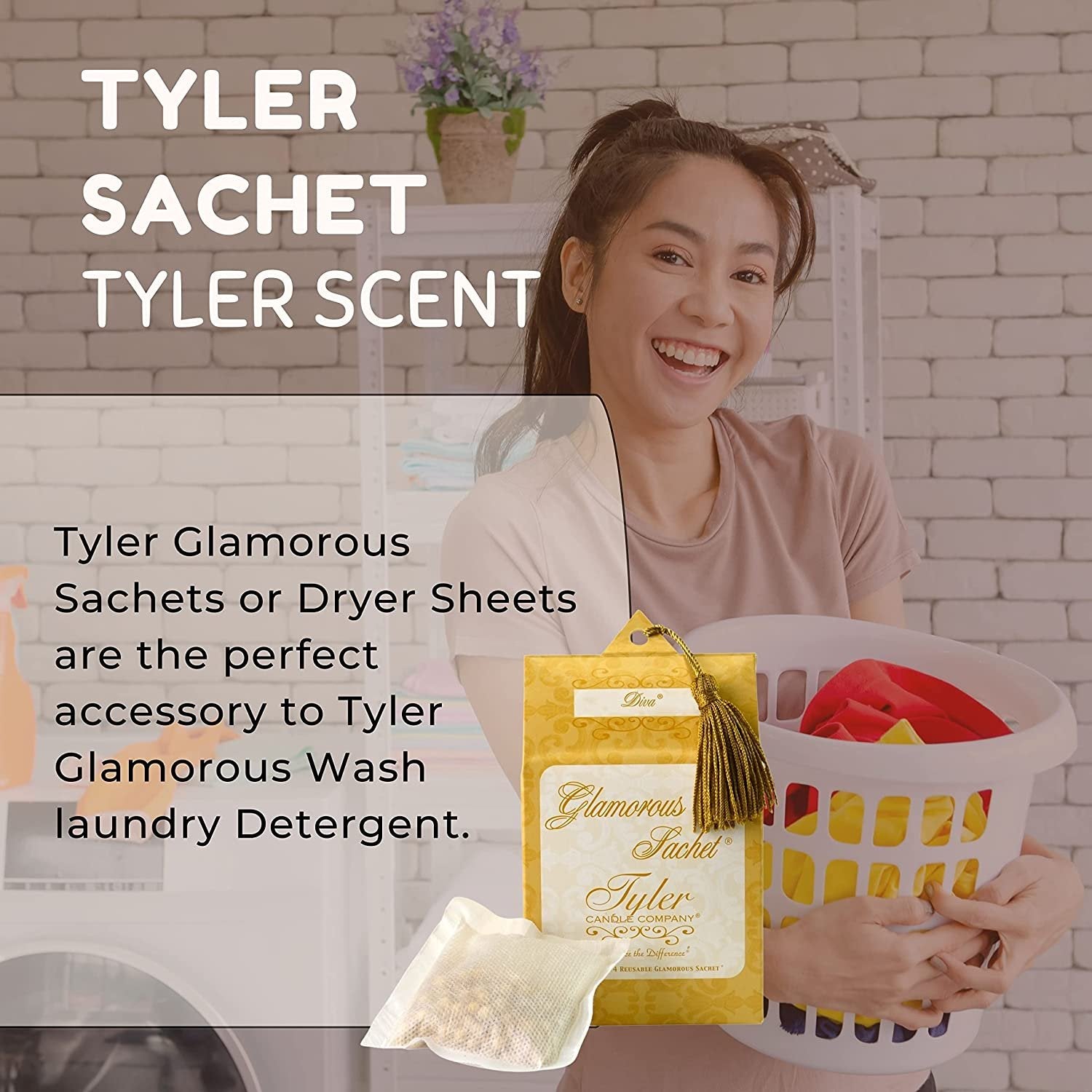 Tyler Candle Company Diva Dryer Sheet Sachets - Glamorous Reusable Dryer Sheets - Sachets for Drawers and Closets - 1 Pack, 4 Sachets, Dryer, Home, or Personal Sachet, with Bonus Key Chain