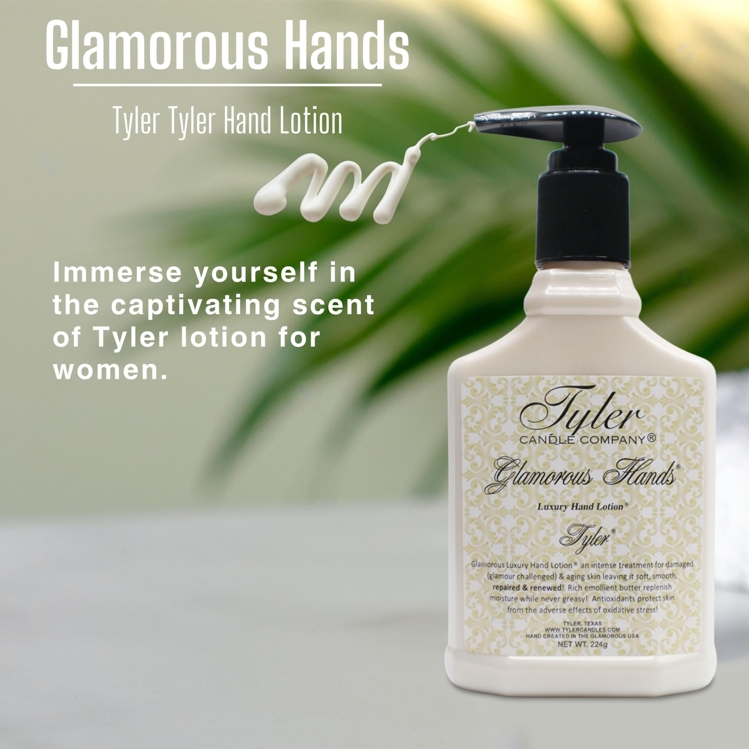 Tyler Hand Lotion - Tyler Scented and Small Hand Cream For Dry Hands with Moisture-Boosting Skin - 8 Oz Travel Size Luxury Hand Lotion and Multi-Purpose Key Chain