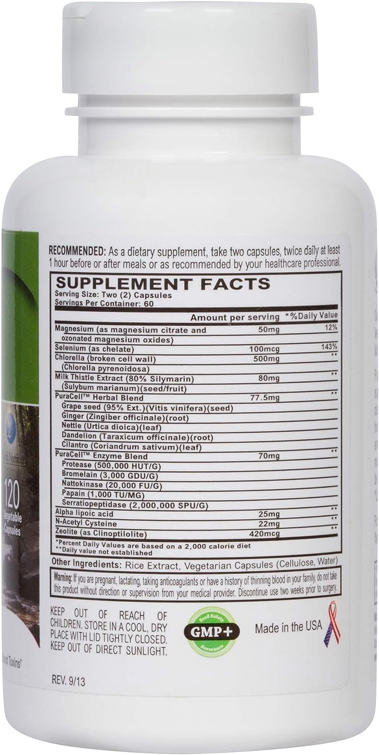 PuraCell Detox Maximum Strength Cleanse Supplement | Powerful, Fast Acting Natural Detoxifier Blend by World Nutrition Helps Reduce Toxic Buildup in Liver & Kidneys, Remove Mycotoxins (120 Count)