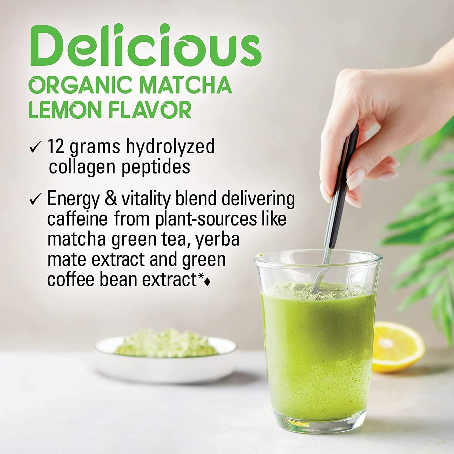 Bluebonnet Nutrition Collagen Refreshers Vitality Powder, Keto and Paleo, Energy Boost*, Soy-Free, Gluten-Free, Non-GMO, Grass-fed Cows, Pasture Raised, 11.29 oz, 20 Servings, Matcha Lemon Flavor