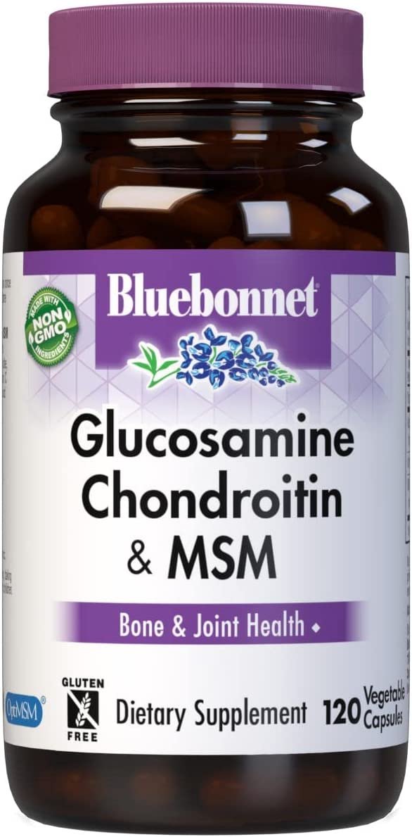 Bluebonnet Nutrition Glucosamine Chondroitin Plus MSM Supplement, Soy-Free, Gluten-Free, Non-GMO, Dairy-Free, 120 Count